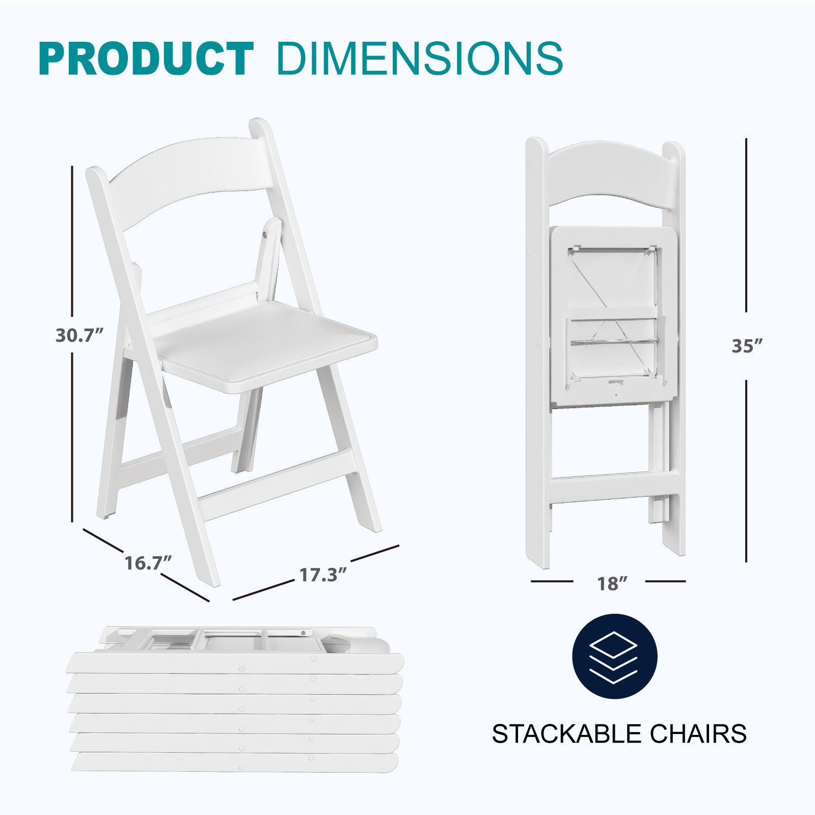 OROFULL 4 Pack White Resin Folding Chairs with Cushioned Seat, Heavy Duty Foldable Chair for Wedding Party Event Home Indoor Outdoor Use