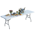 OROFULL 8ft Folding Table, Heavy Duty Plastic Foldable Table with Carry Handle, Indoor Outdoor Utility Table for Party Camping Picnic Dining, White