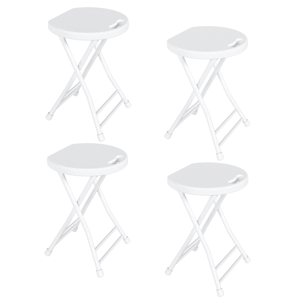 OROFULL 18 Inch Folding Stool 10 Pack, 600lbs Heavy Duty Foldable Bar Stool with Handle, Steel Frame Anti-Slip Folding Chair Indoor Outdoor, White