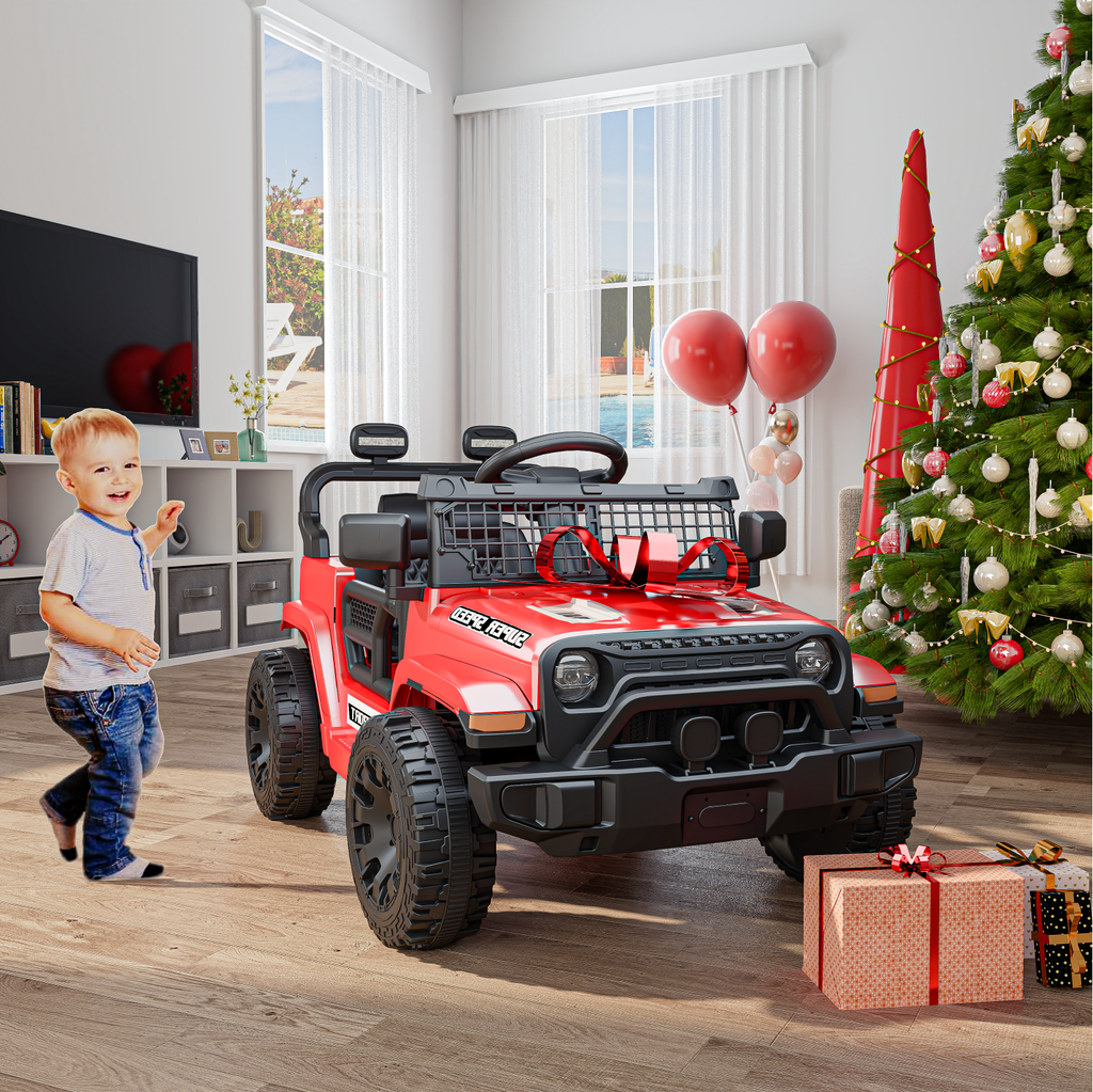 OROFULL 12V Electric Ride On Car, Kids Ride On Truck Toy with Remote Control, Double Doors and Music for Toddlers, Boys and Girls,Red