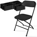 OROFULL 100 Pack Plastic Folding Chair, 350lb Capacity Stackable Event Chair with Steel Frame for Indoor Outdoor Wedding Party, Black