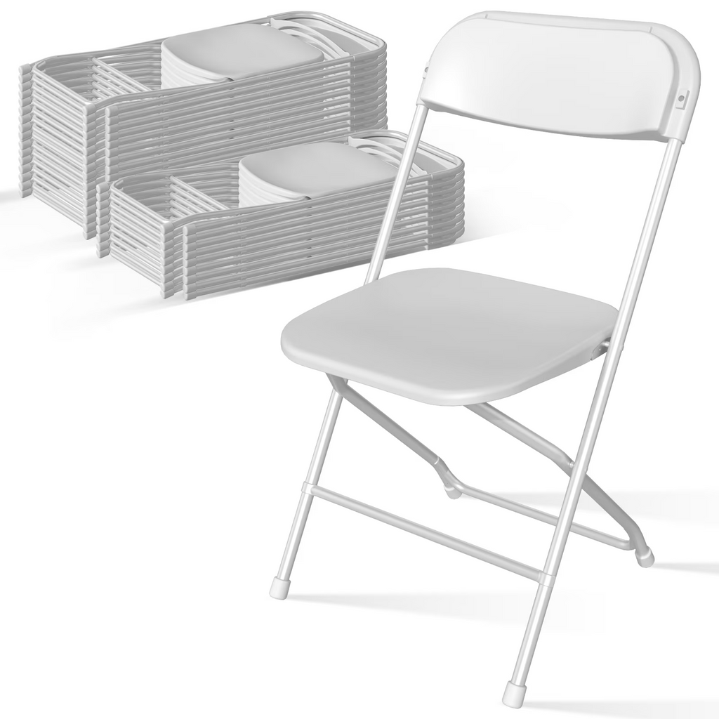 OROFULL 30 Pack Plastic Folding Chair, 350lb Capacity Stackable Event Chair with Steel Frame for Indoor Outdoor Wedding Party, White