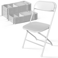 OROFULL 30 Pack Plastic Folding Chair, 350lb Capacity Stackable Event Chair with Steel Frame for Indoor Outdoor Wedding Party, White