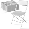 OROFULL 40 Pack Plastic Folding Chair, 350lb Capacity Stackable Event Chair with Steel Frame for Indoor Outdoor Wedding Party, White