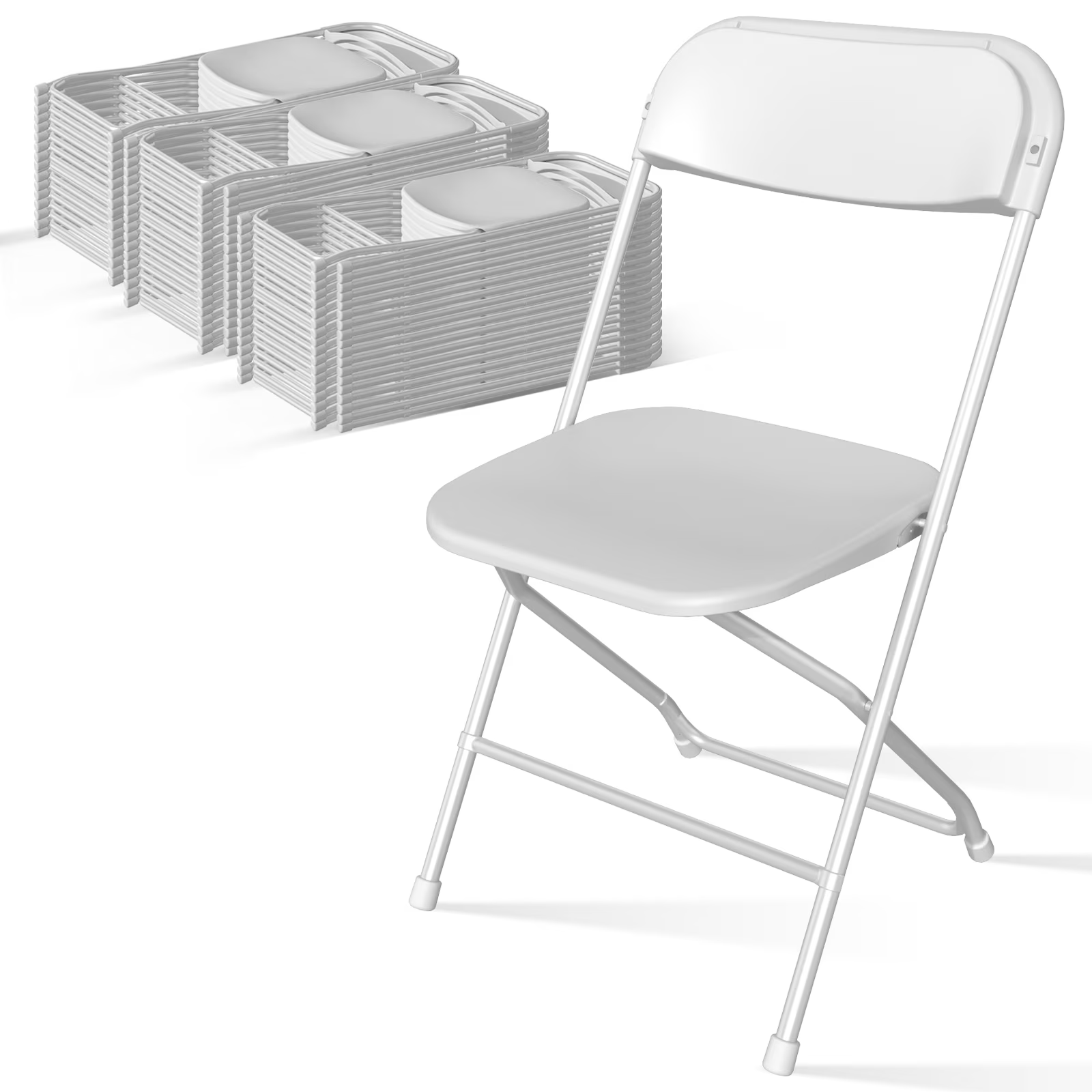OROFULL 60 Pack Plastic Folding Chair, 350lb Capacity Stackable Event Chair with Steel Frame for Indoor Outdoor Wedding Party, White