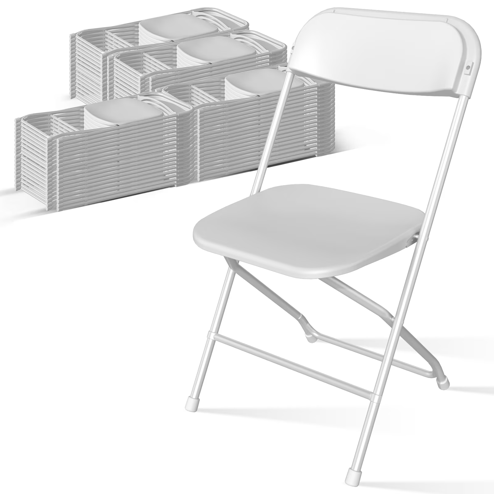OROFULL 80 Pack Plastic Folding Chair, 350lb Capacity Stackable Event Chair with Steel Frame for Indoor Outdoor Wedding Party, White