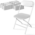OROFULL 100 Pack Plastic Folding Chair, 350lb Capacity Stackable Event Chair with Steel Frame for Indoor Outdoor Wedding Party, White