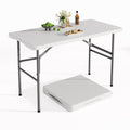 OROFULL 4 FT Folding Table, Heavy Duty HDPE Plastic Portable Foldable Table with Safety Lock & Carry Handle for Indoor Outdoor Party Camping Picnic Dining, White