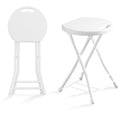 OROFULL 18 Inch Folding Stool 2 Pack, 600lbs Heavy Duty Foldable Bar Stool with Handle, Steel Frame Anti-Slip Folding Chair Indoor Outdoor, White