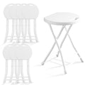 OROFULL 18 Inch Folding Stool 8 Pack, 600lbs Heavy Duty Foldable Bar Stool with Handle, Steel Frame Anti-Slip Folding Chair Indoor Outdoor, White