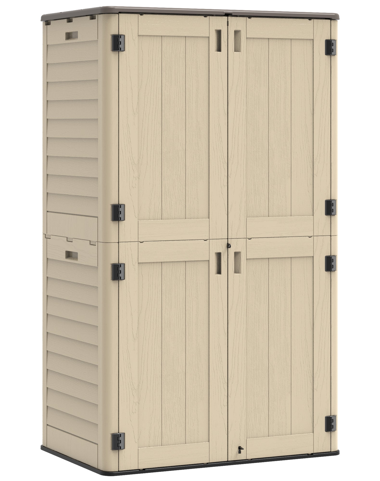 OROFULL 5x3 FT Outdoor Storage Shed, Waterproof Resin Tool Shed with Lockable Door & Reinforced Floor, All-Weather Shed for Patio Garage Garden Khaki