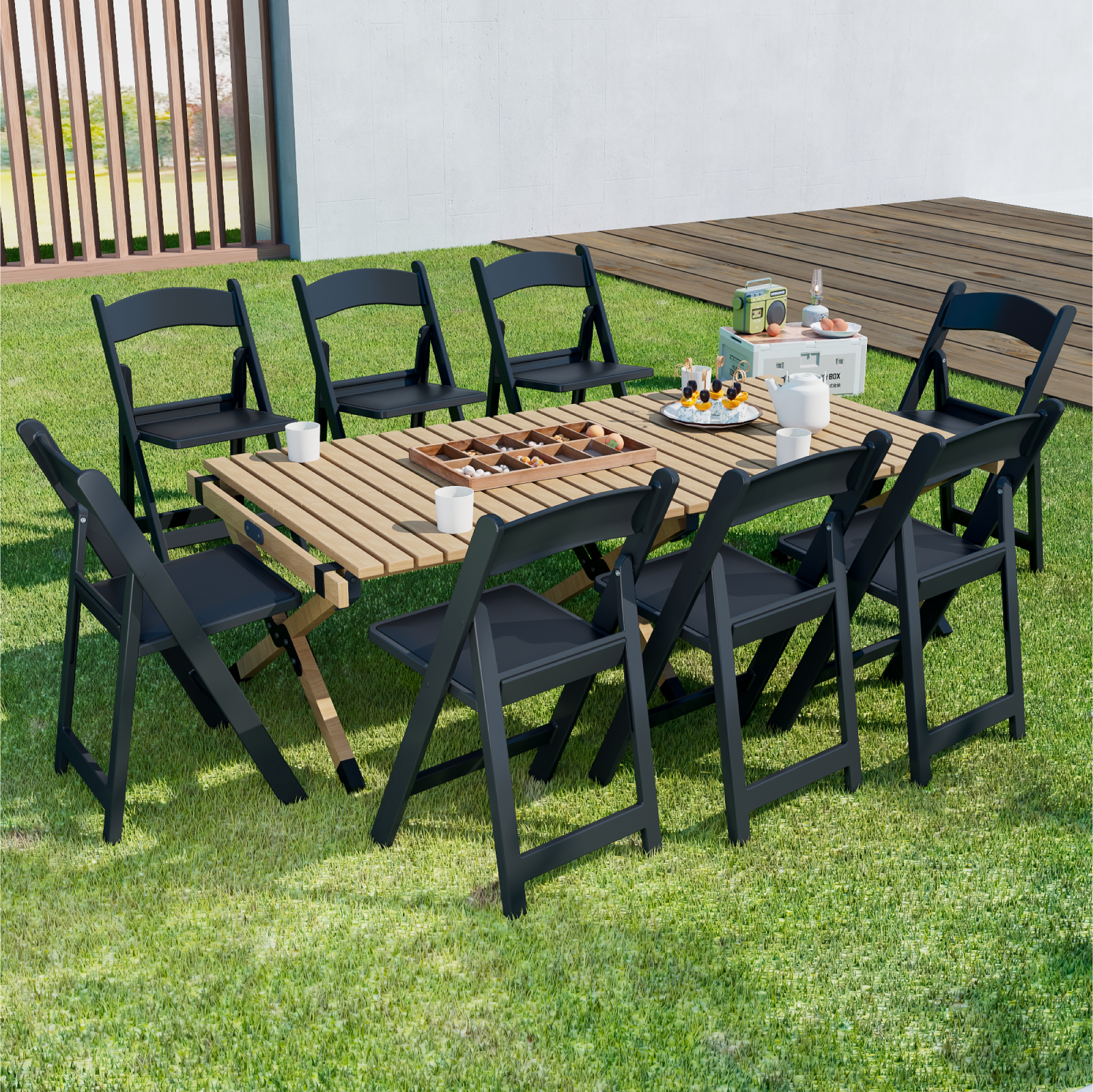 OROFULL 4 Pack Black Resin Folding Chairs with Cushioned Seat, Heavy Duty Foldable Chair for Wedding Party Event Home Indoor Outdoor Use