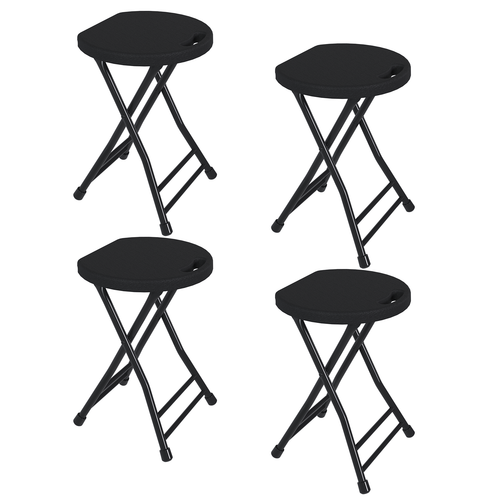 OROFULL 18 Inch Folding Stool 4 Pack, 600lbs Heavy Duty Foldable Bar Stool with Handle, Steel Frame Anti-Slip Folding Chair Indoor Outdoor, Black