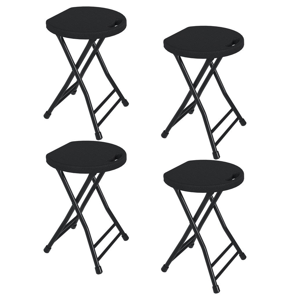 OROFULL 18 Inch Folding Stool 2 Pack, 600lbs Heavy Duty Foldable Bar Stool with Handle, Steel Frame Anti-Slip Folding Chair Indoor Outdoor, Black