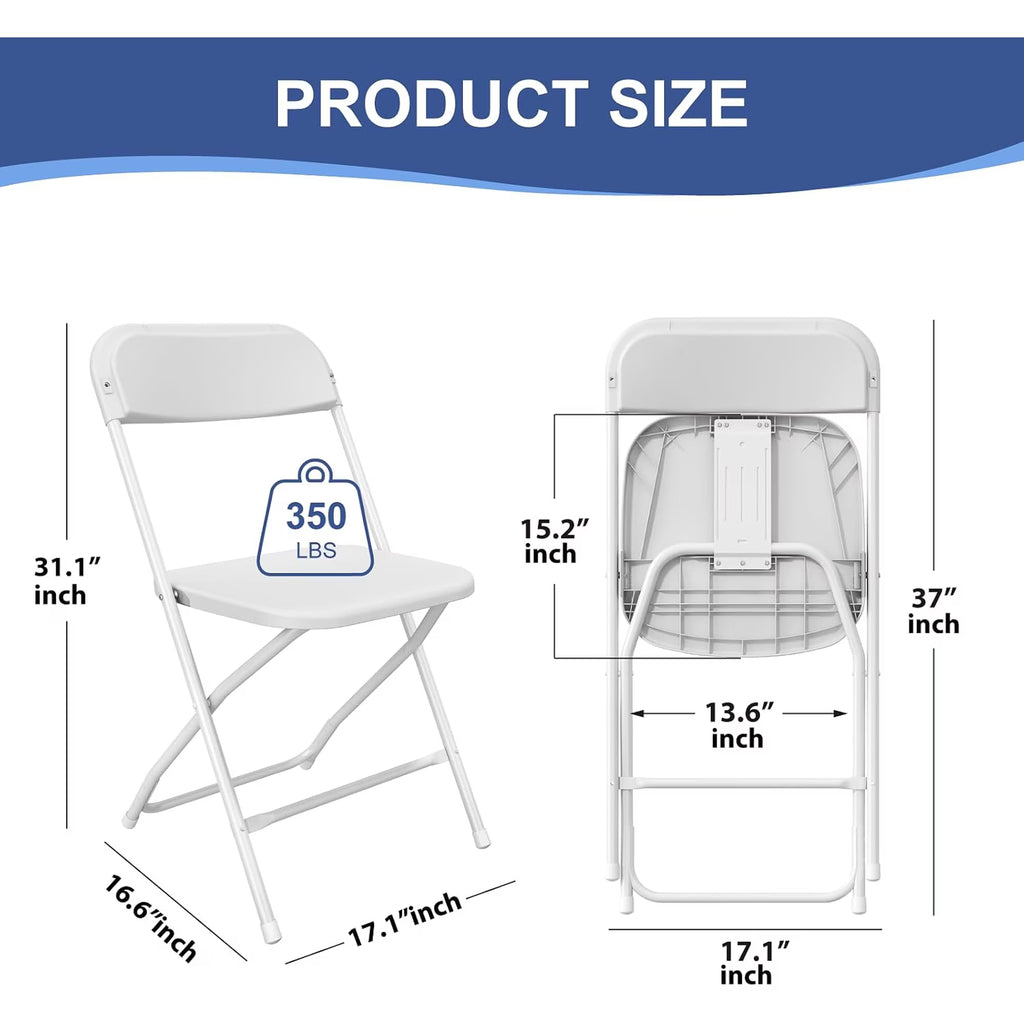 OROFULL 32in Round Folding Table Set with 4 Chairs, Plastic Portable Dining Table for Party Camping Backyard Events Picnic,White