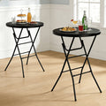 OROFULL 32 Inch Round Bar Height Folding Table 2 Pack, Portable High Top Table with Locking Legs for Indoor Outdoor Party Bistro Event, Black
