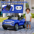 OROFULL 24V Licensed Chevrolet Electric Ride On Car with Remote, LED Lights, MP3, Safety Belt for Toddlers, Boys and Girls,Blue