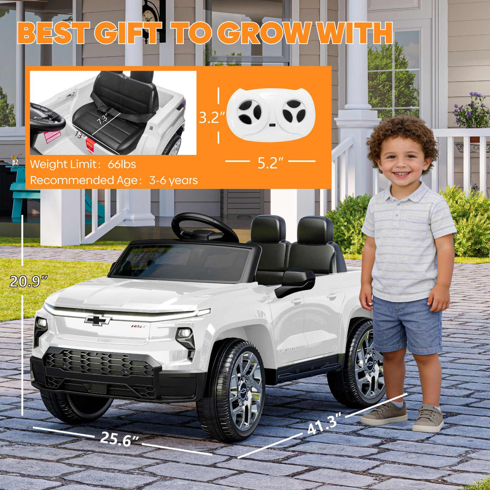 OROFULL 24V Licensed Chevrolet Electric Ride On Car with Remote, LED Lights, MP3, Safety Belt for Toddlers, Boys and Girls,Pink