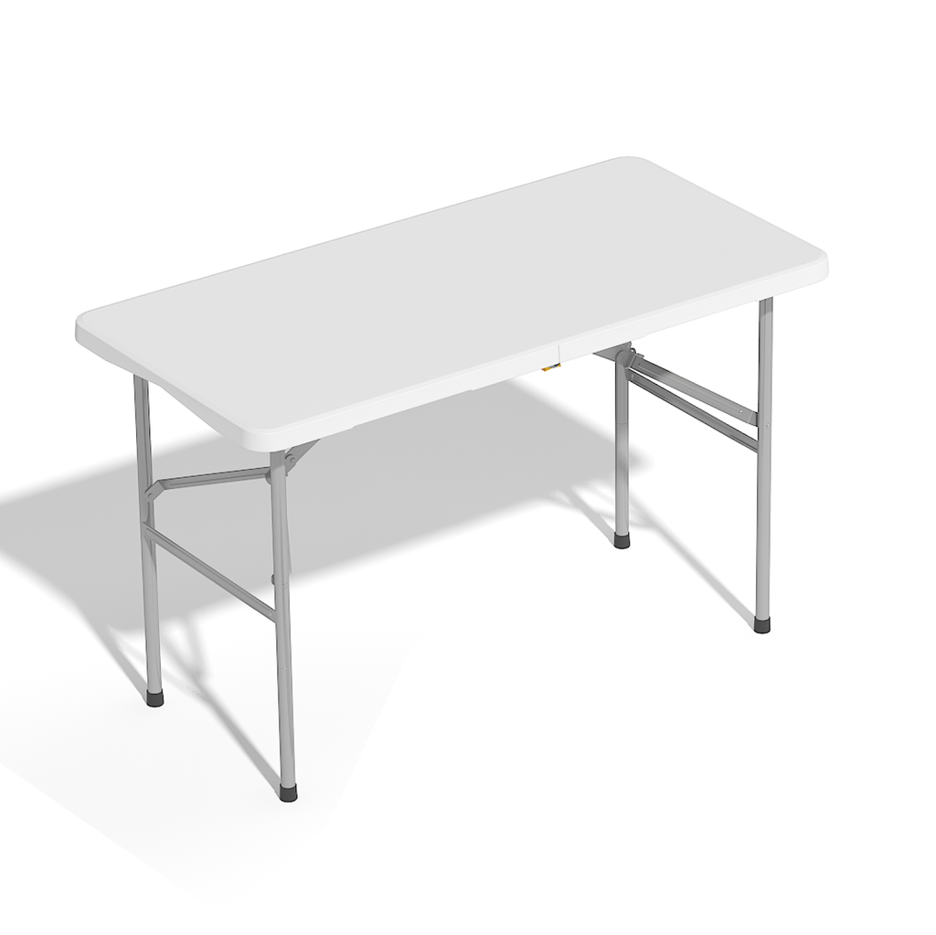 OROFULL 4 FT Folding Table, Heavy Duty HDPE Plastic Portable Foldable Table with Safety Lock & Carry Handle for Indoor Outdoor Party Camping Picnic Dining, White