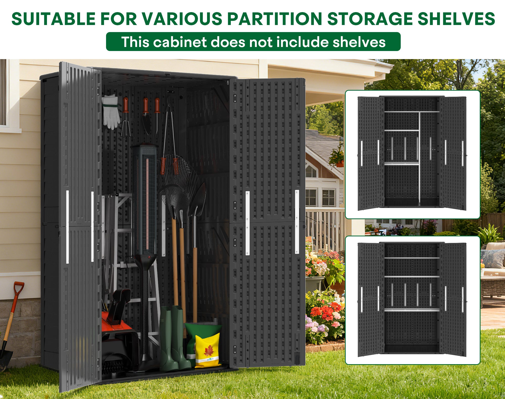 OROFULL 5x3 FT Outdoor Storage Shed, Waterproof Resin Tool Shed with Lockable Door & Reinforced Floor, All-Weather Shed for Patio Garage Garden Black