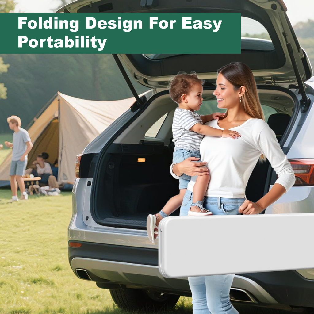 OROFULL 6FT Plastic Folding Bench 2 Pack, HDPE Portable Foldable Bench with Steel Frame for Outdoor Camping Picnic Party Dining, White