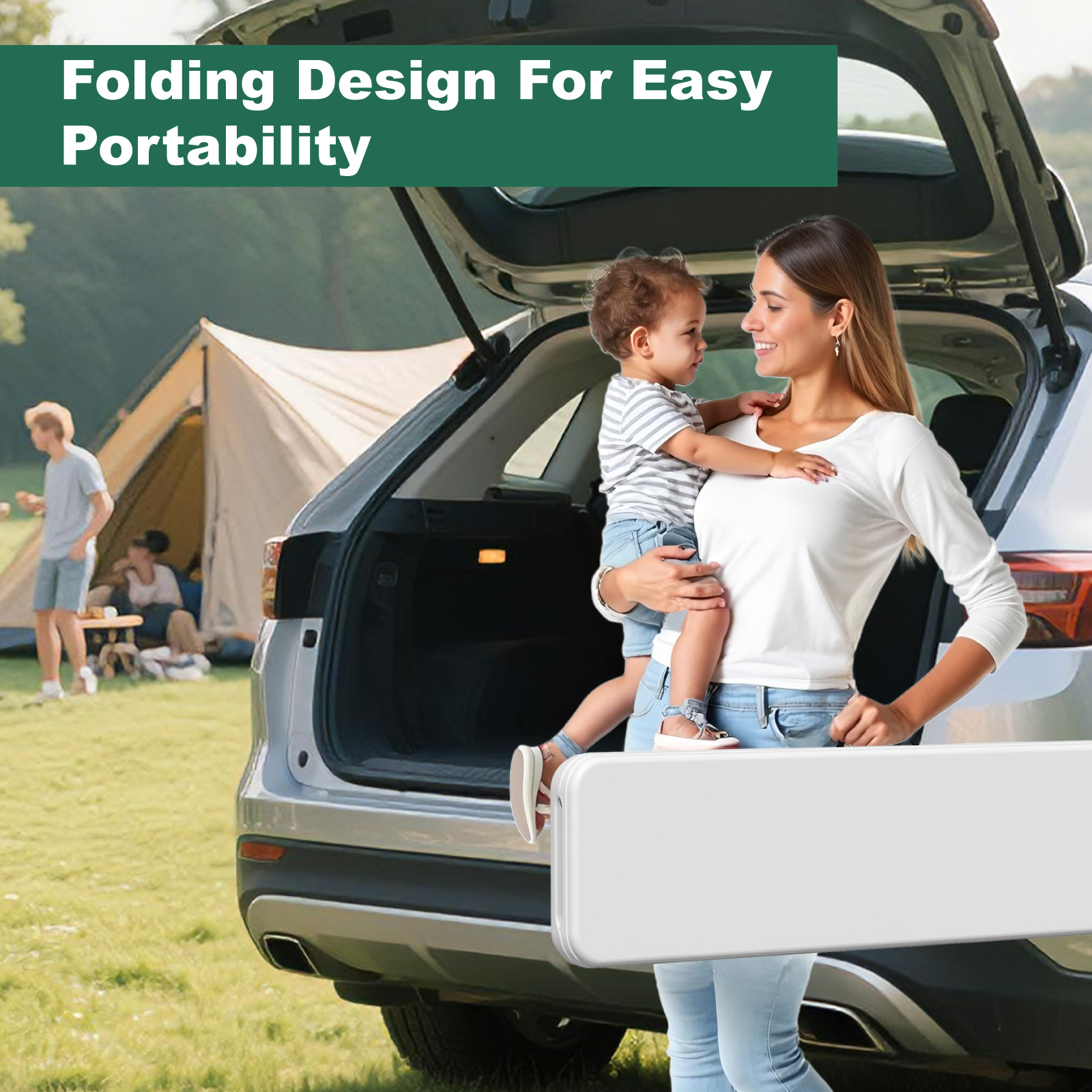 OROFULL 6FT Plastic Folding Bench 2 Pack, HDPE Portable Foldable Bench with Steel Frame for Outdoor Camping Picnic Party Dining, White