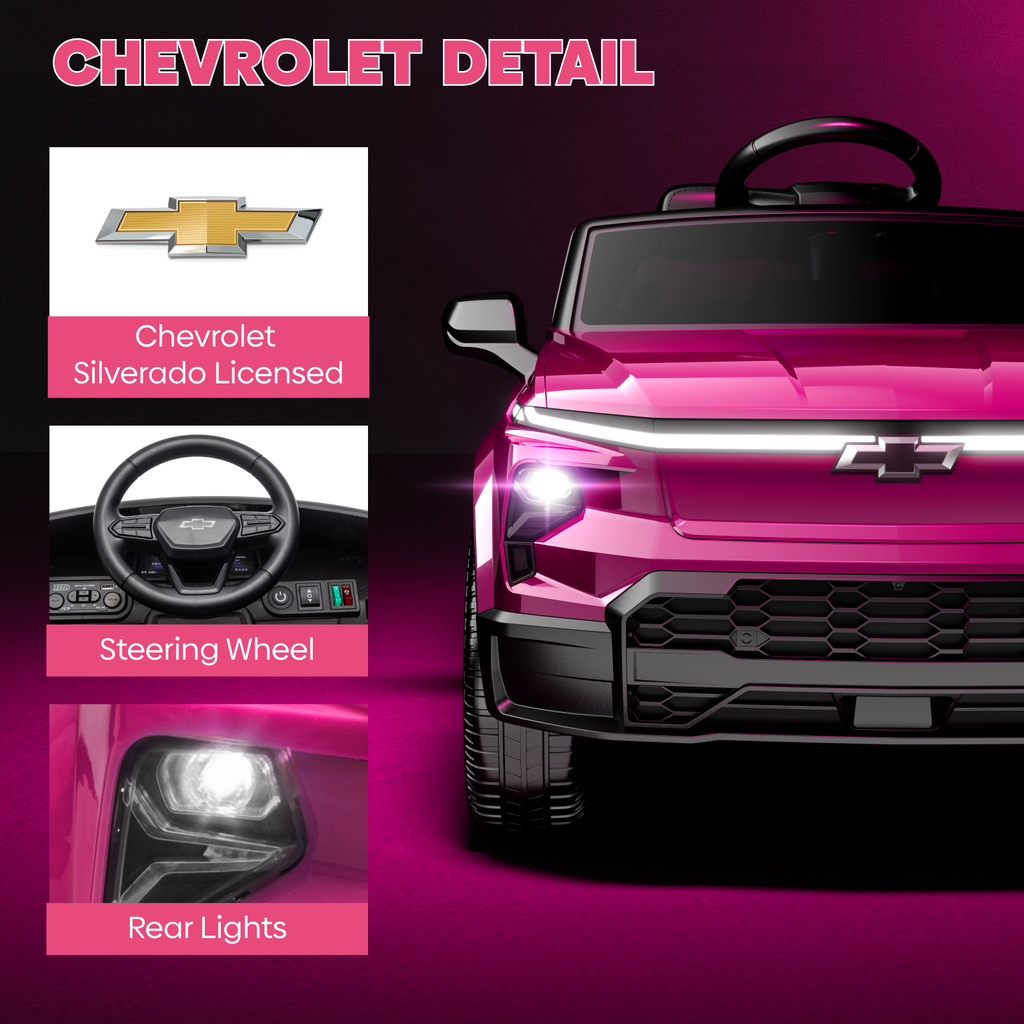 OROFULL 24V Licensed Chevrolet Electric Ride On Car with Remote, LED Lights, MP3, Safety Belt for Toddlers, Boys and Girls,Pink