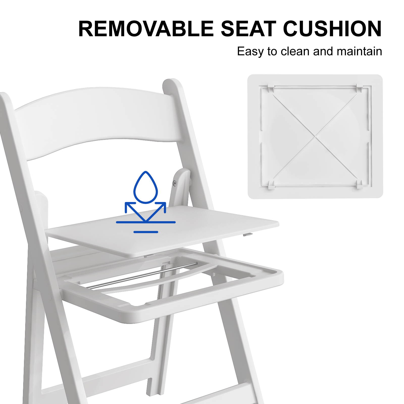 OROFULL 4 Pack White Resin Folding Chairs with Cushioned Seat, Heavy Duty Foldable Chair for Wedding Party Event Home Indoor Outdoor Use