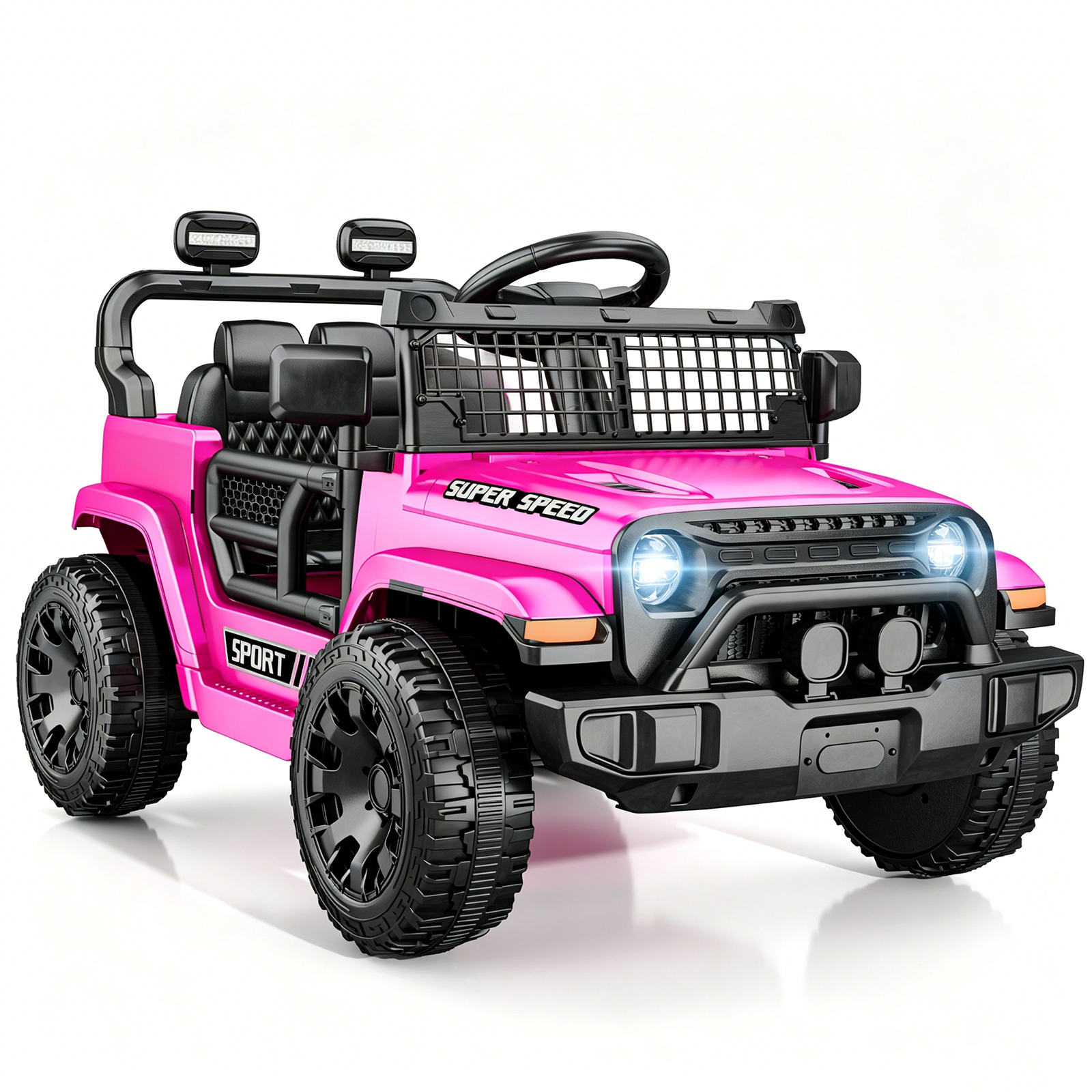 OROFULL 12V Electric Ride On Car, Kids Ride On Truck Toy with Remote Control, Double Doors and Music for Toddlers, Boys and Girls,Pink
