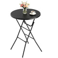 OROFULL 23.6” Round Bar Height Folding Cocktail Table, 1 Pack HDPE High Top Bistro Table with Iron Frame for Indoor Outdoor Party Events, Black