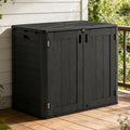 OROFULL 30 Cu.Ft Outdoor Storage Shed, Waterproof Resin Horizontal Cabinet with Lockable Doors for Patio, Backyard & Garden Tools, Black