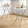 OROFULL 32 Inch Round Bar Height Folding Table 2 Pack, Portable High Top Table with Locking Legs for Indoor Outdoor Party Bistro Event, White
