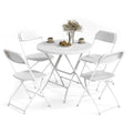 OROFULL 32in Round Folding Table Set with 4 Chairs, Plastic Portable Dining Table for Party Camping Backyard Events Picnic,White