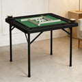 OROFULL Square Mahjong Table, 35.4" Folding Game Table with Green Felt & Cup Holders, Portable 4-Player Multi-Game Table for Poker Dominoes and Puzzles