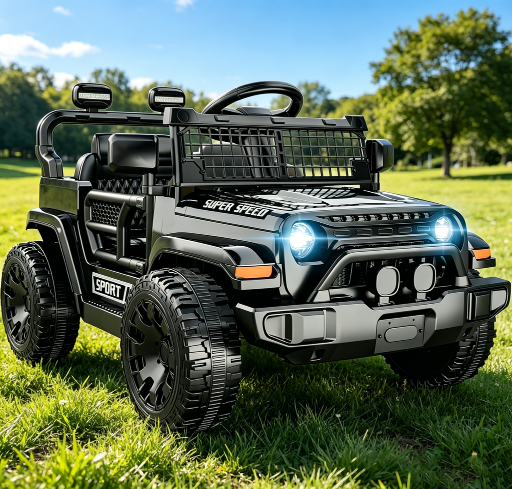 OROFULL 12V Electric Ride On Car, Kids Ride On Truck Toy with Remote Control, Double Doors and Music for Toddlers, Boys and Girls,Black