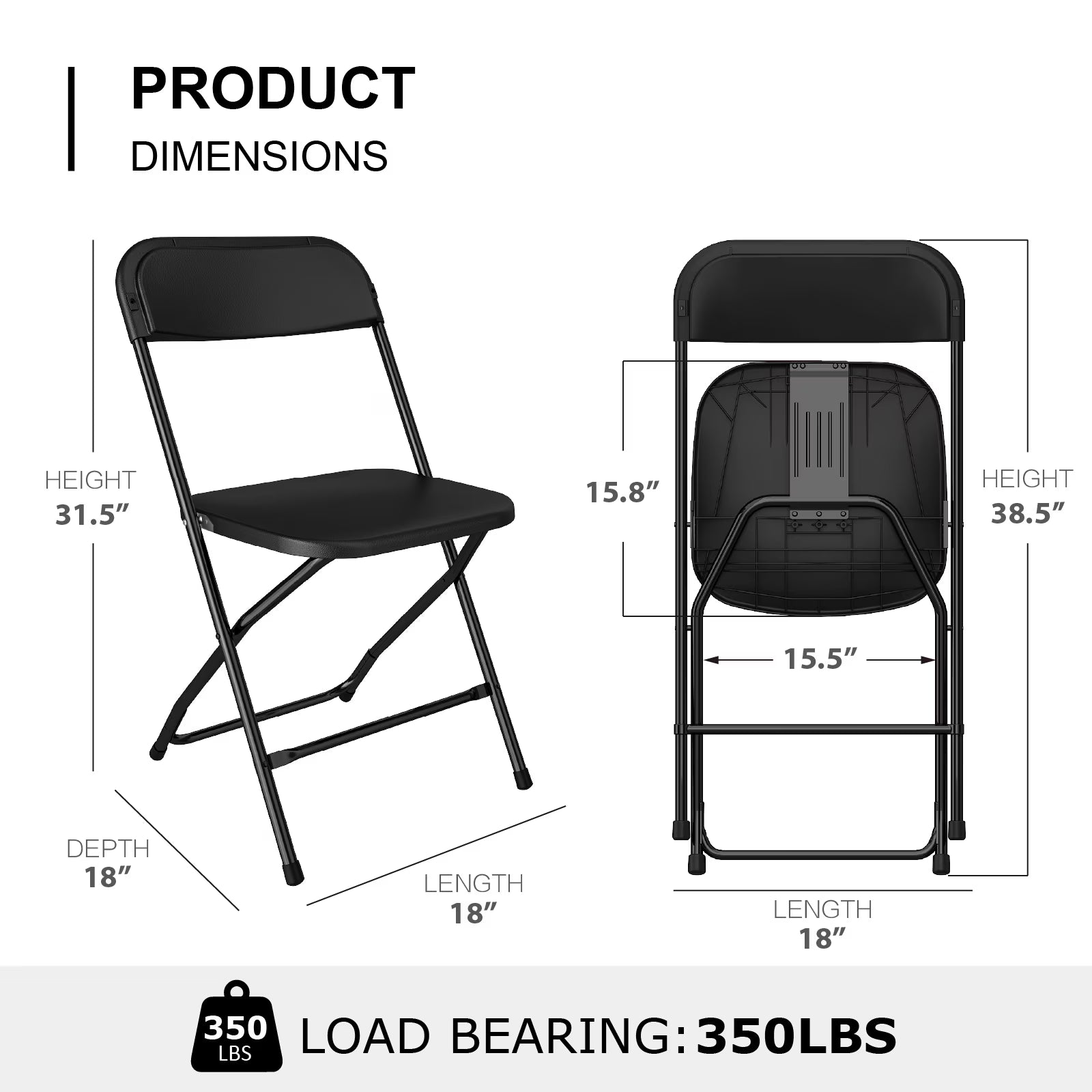 OROFULL 6FT Folding Table Set with 6 Chairs, Plastic Portable Dining Table for Party Camping Backyard Events Picnic,Black